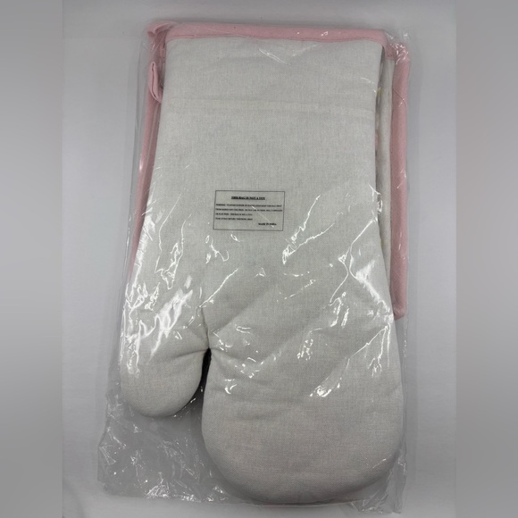 🟣 Bunny Gnome Oven Mitt and Pot Holder NWT Gray, Pastel Pink and Pastel Green - Picture 4 of 5